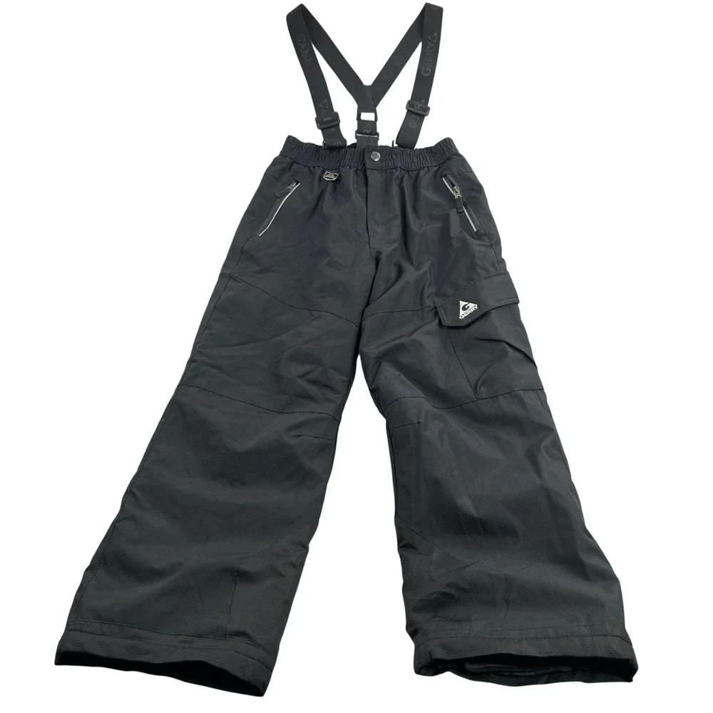 Gerry Insulated Suspenders Snow Pants S 7/8 Black Kids Winter Ski Outdoor Wear